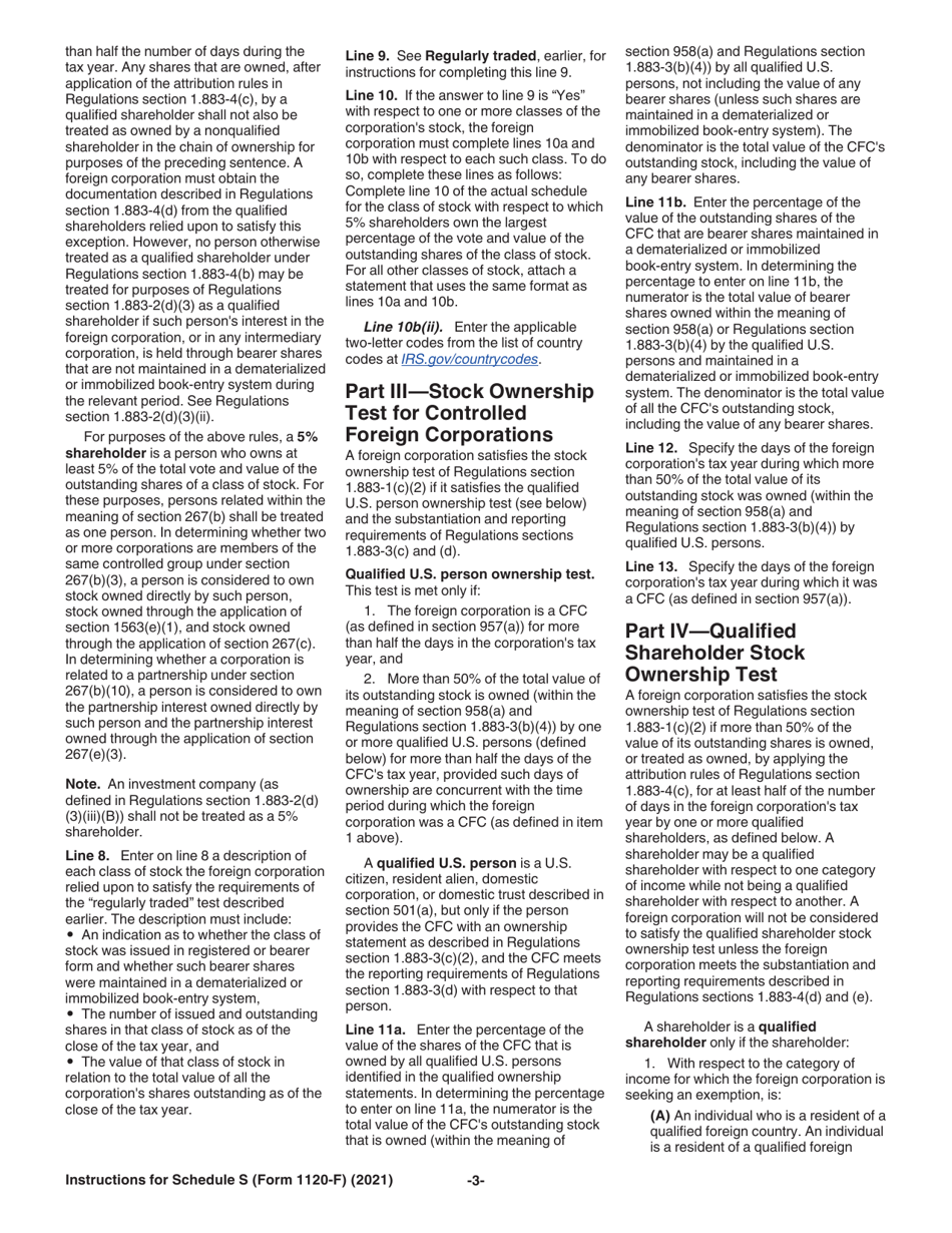 Instructions for IRS Form 1120-F Schedule S Exclusion of Income From the International Operation of Ships or Aircraft Under Section 883, Page 3