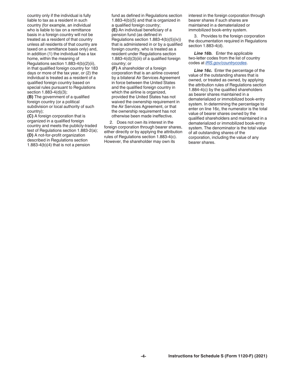 Instructions for IRS Form 1120-F Schedule S Exclusion of Income From the International Operation of Ships or Aircraft Under Section 883, Page 4