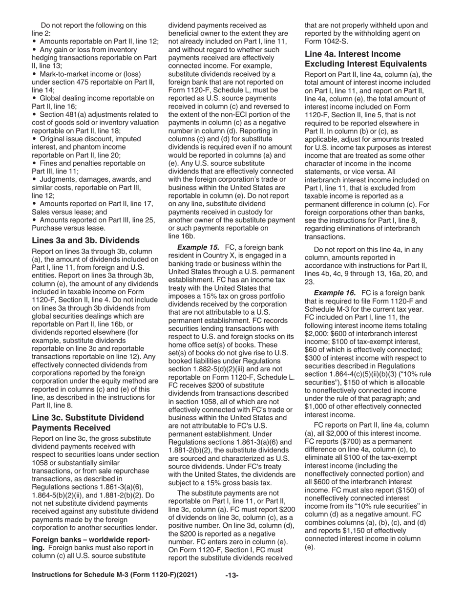 Instructions for IRS Form 1120-F Schedule M-3 Net Income (Loss) Reconciliation for Foreign Corporations With Reportable Assets of $10 Million or More, Page 13
