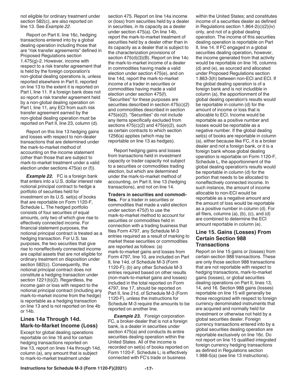 Instructions for IRS Form 1120-F Schedule M-3 Net Income (Loss) Reconciliation for Foreign Corporations With Reportable Assets of $10 Million or More, Page 17
