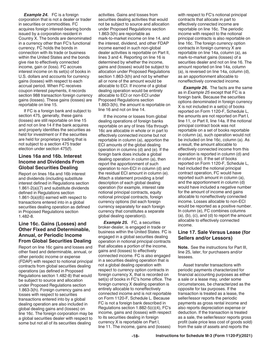 Instructions for IRS Form 1120-F Schedule M-3 Net Income (Loss) Reconciliation for Foreign Corporations With Reportable Assets of $10 Million or More, Page 18
