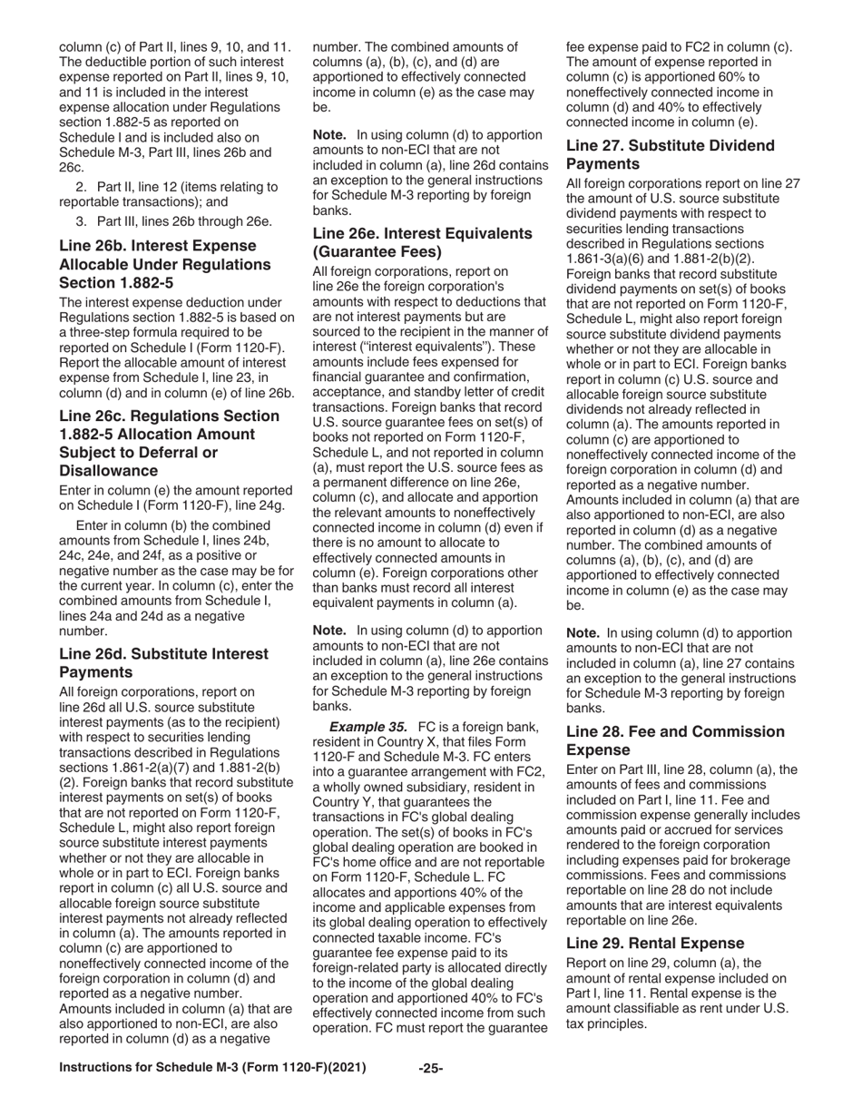 Instructions for IRS Form 1120-F Schedule M-3 Net Income (Loss) Reconciliation for Foreign Corporations With Reportable Assets of $10 Million or More, Page 25