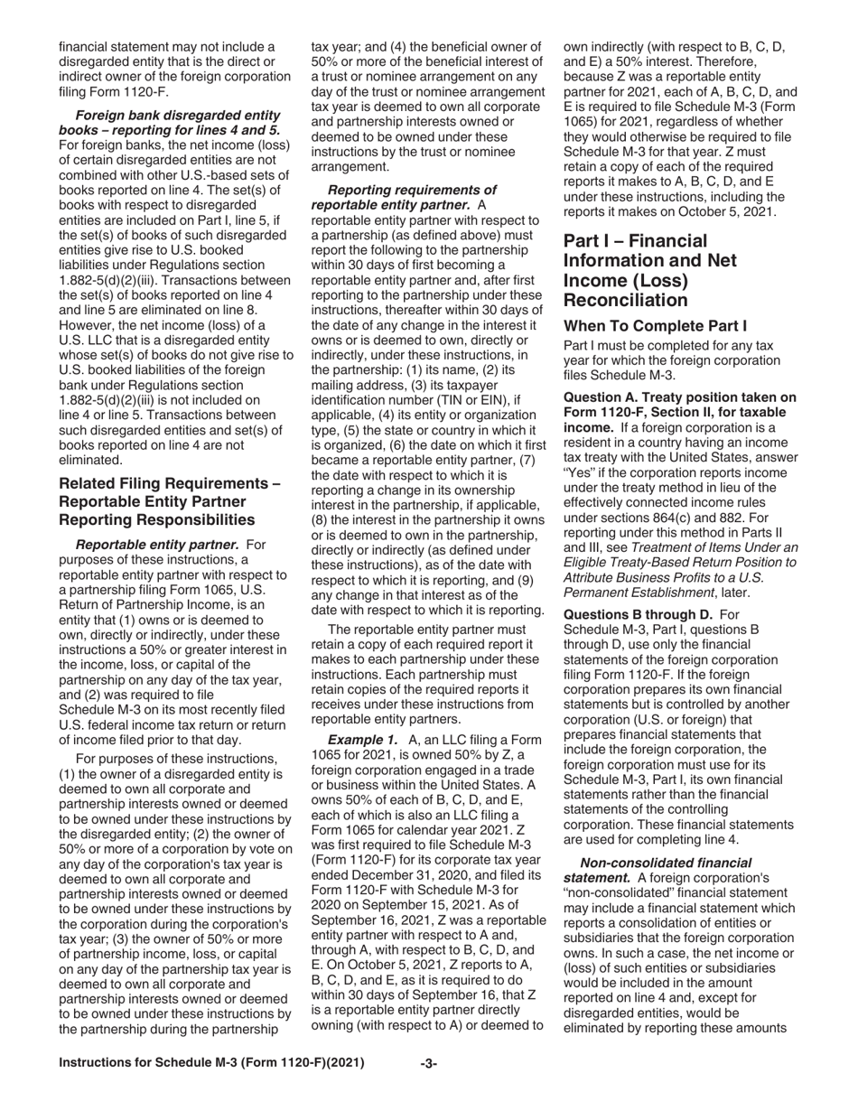 Instructions for IRS Form 1120-F Schedule M-3 Net Income (Loss) Reconciliation for Foreign Corporations With Reportable Assets of $10 Million or More, Page 3