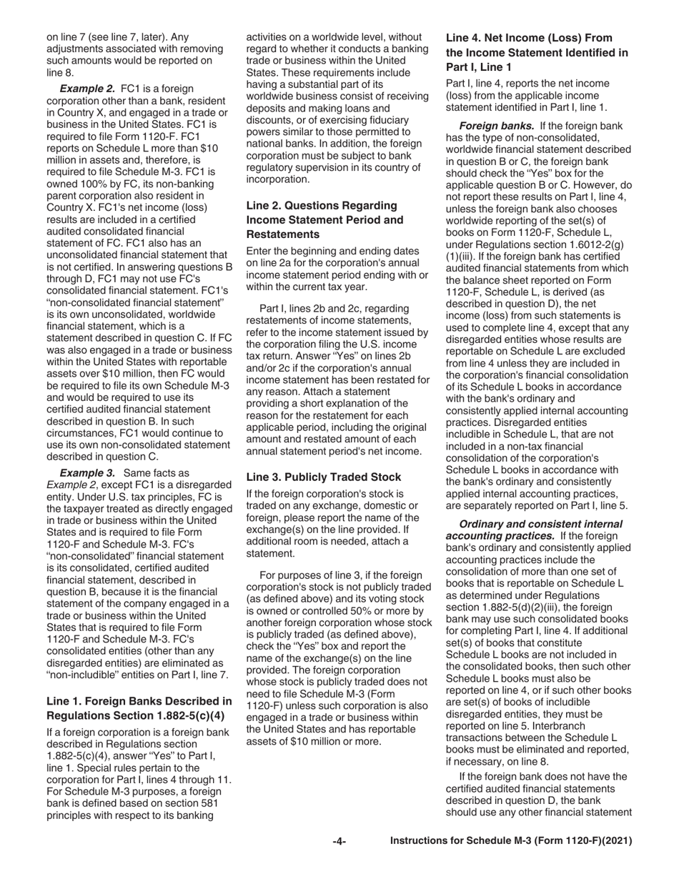 Instructions for IRS Form 1120-F Schedule M-3 Net Income (Loss) Reconciliation for Foreign Corporations With Reportable Assets of $10 Million or More, Page 4