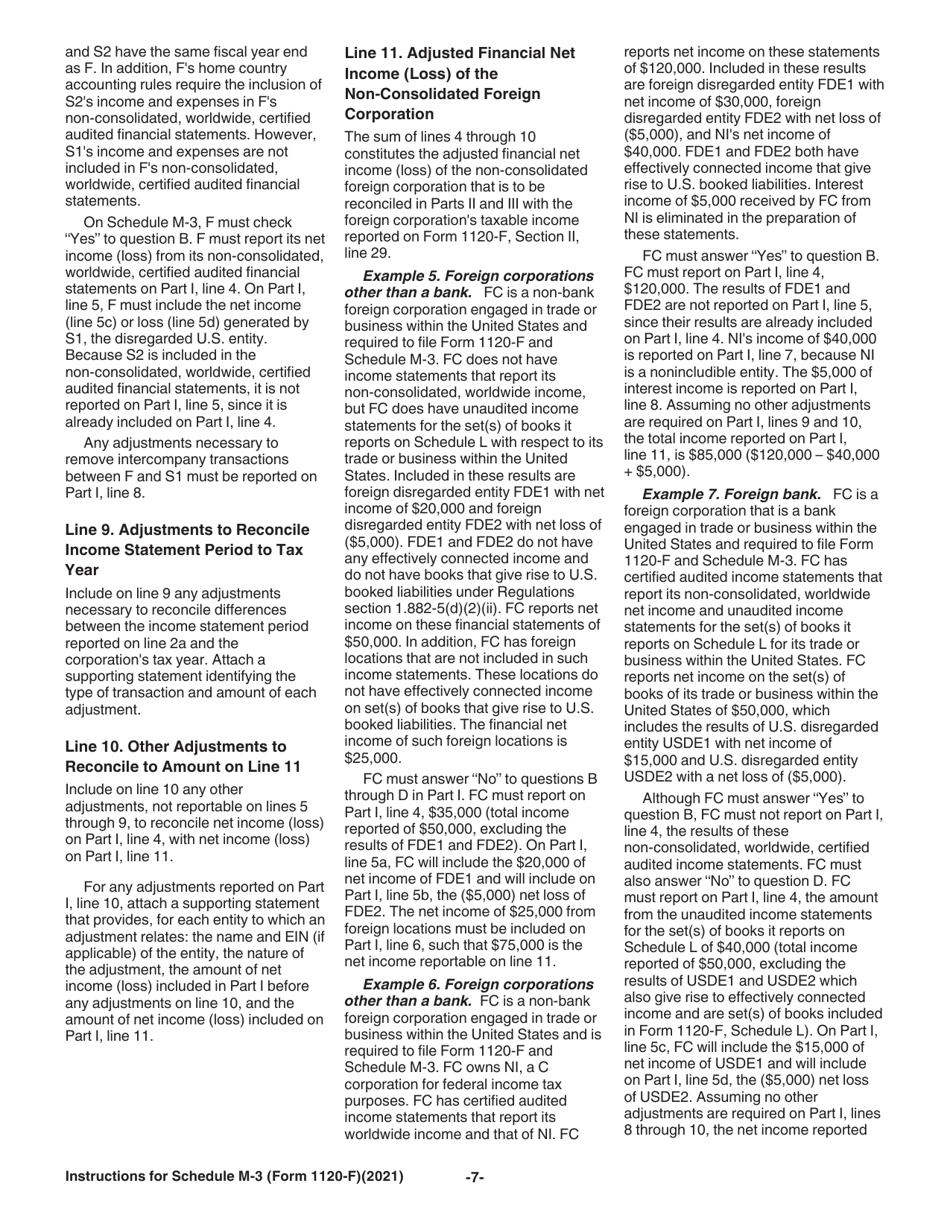 Instructions for IRS Form 1120-F Schedule M-3 Net Income (Loss) Reconciliation for Foreign Corporations With Reportable Assets of $10 Million or More, Page 7