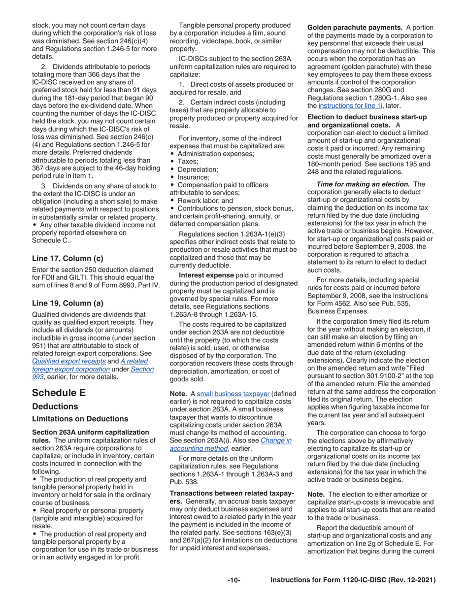 Instructions for IRS Form 1120-IC-DISC Interest Charge Domestic International Sales Corporation Return, Page 10