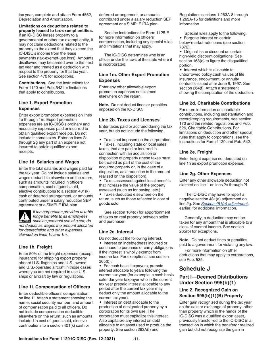 Instructions for IRS Form 1120-IC-DISC Interest Charge Domestic International Sales Corporation Return, Page 11