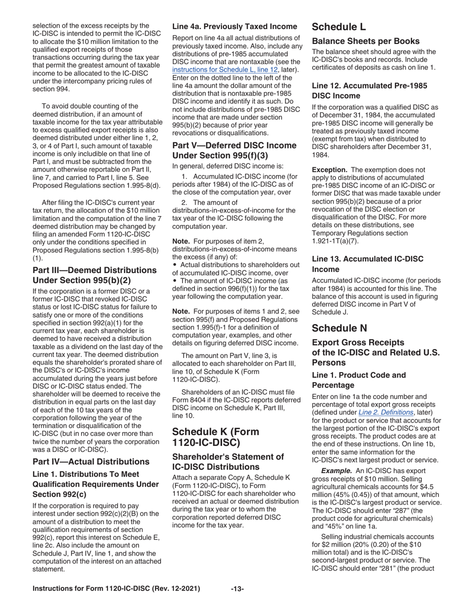 Instructions for IRS Form 1120-IC-DISC Interest Charge Domestic International Sales Corporation Return, Page 13