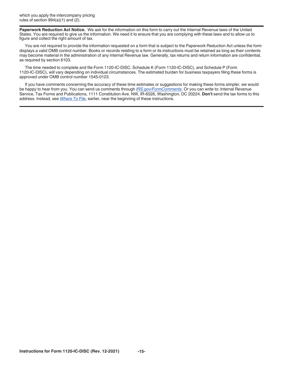Instructions for IRS Form 1120-IC-DISC Interest Charge Domestic International Sales Corporation Return, Page 15