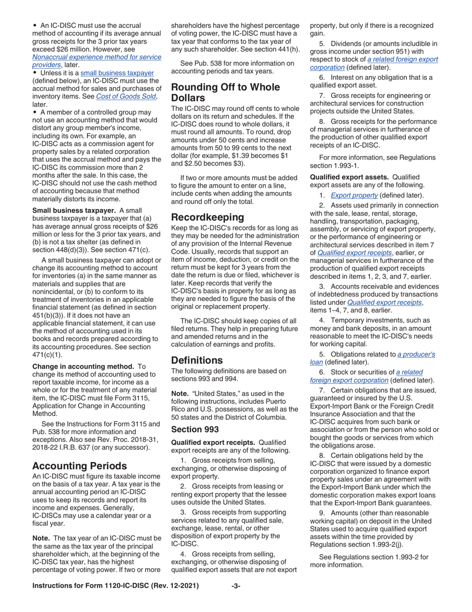 Instructions for IRS Form 1120-IC-DISC Interest Charge Domestic International Sales Corporation Return, Page 3
