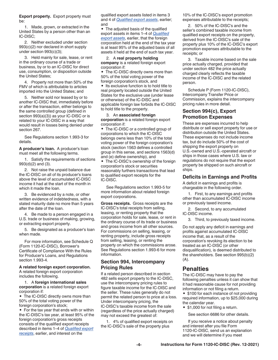 Instructions for IRS Form 1120-IC-DISC Interest Charge Domestic International Sales Corporation Return, Page 4