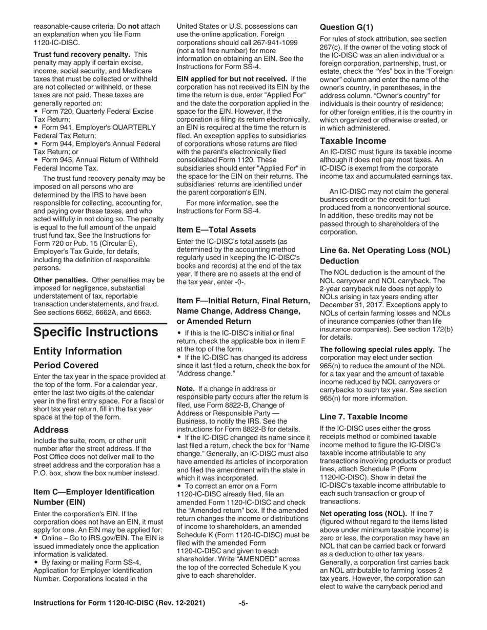 Instructions for IRS Form 1120-IC-DISC Interest Charge Domestic International Sales Corporation Return, Page 5