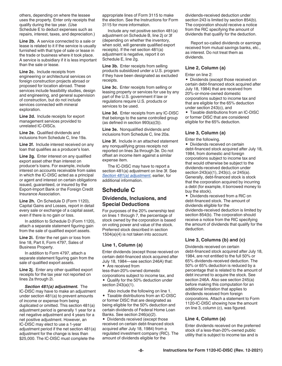 Instructions for IRS Form 1120-IC-DISC Interest Charge Domestic International Sales Corporation Return, Page 8
