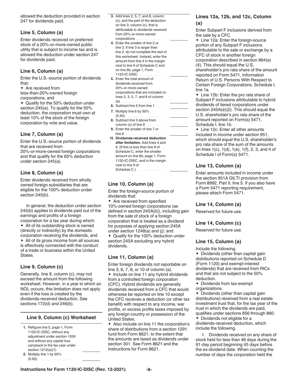 Instructions for IRS Form 1120-IC-DISC Interest Charge Domestic International Sales Corporation Return, Page 9