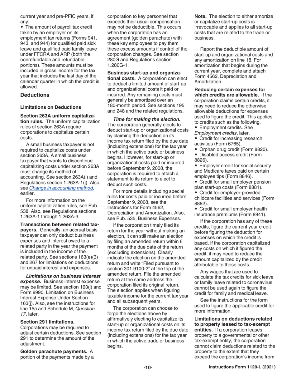 Instructions for IRS Form 1120-L U.S. Life Insurance Company Income Tax Return, Page 10