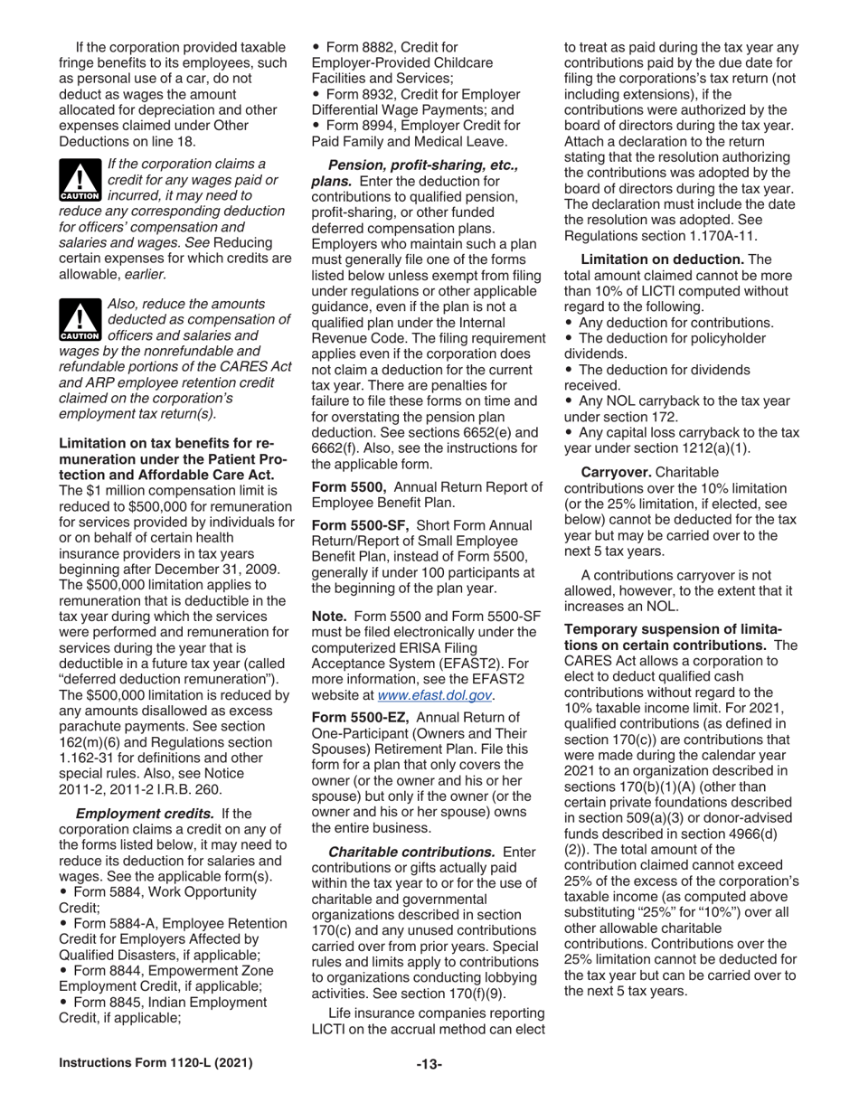 Instructions for IRS Form 1120-L U.S. Life Insurance Company Income Tax Return, Page 13