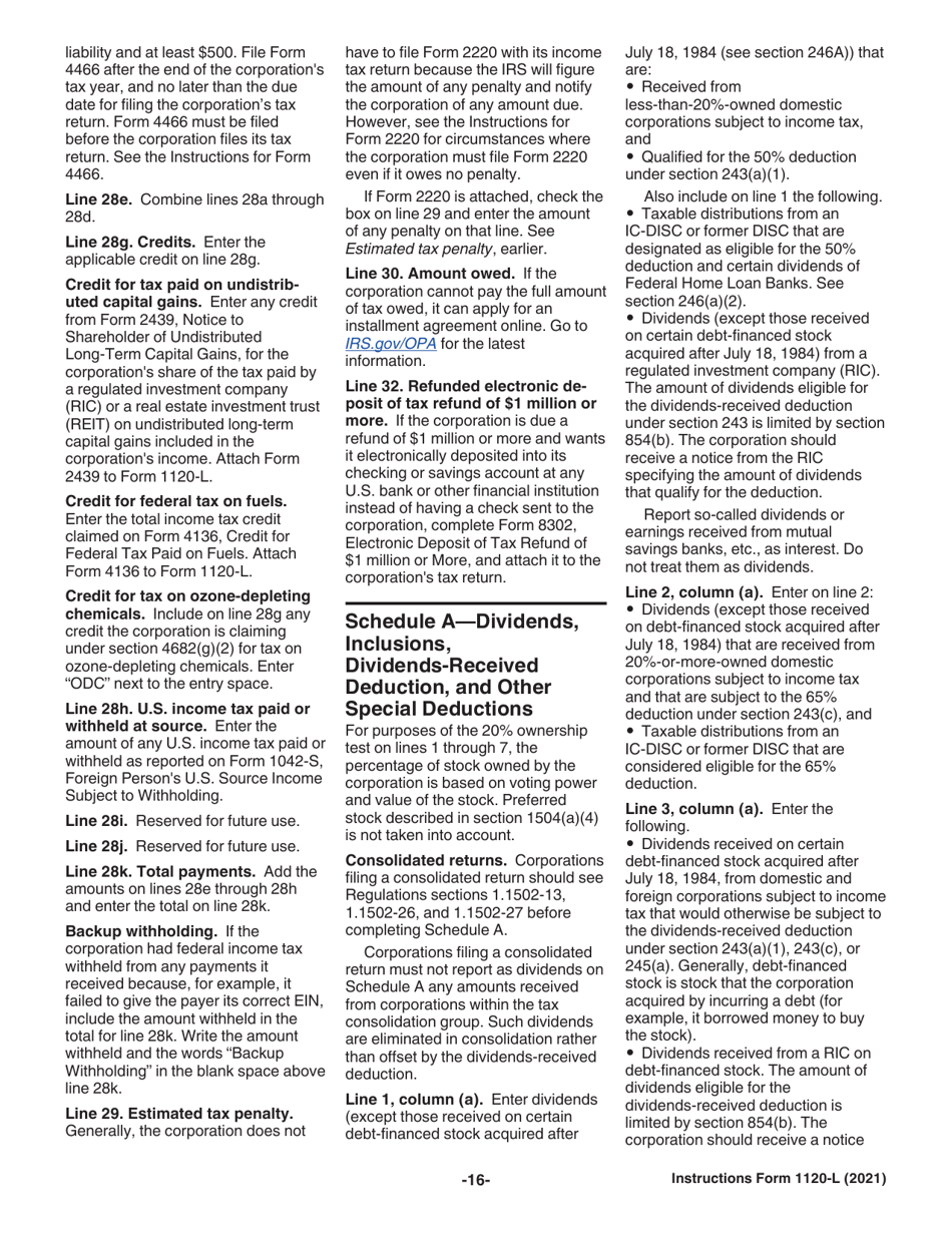 Instructions for IRS Form 1120-L U.S. Life Insurance Company Income Tax Return, Page 16