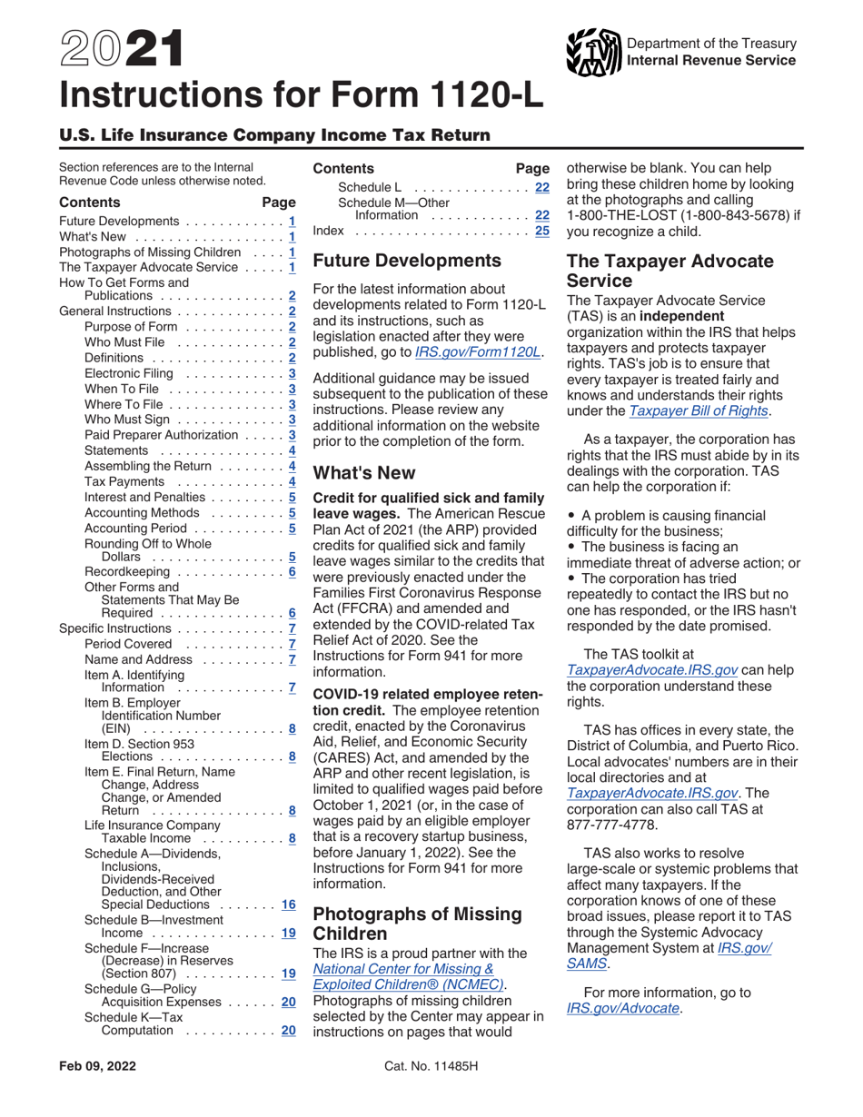 Instructions for IRS Form 1120-L U.S. Life Insurance Company Income Tax Return, Page 1