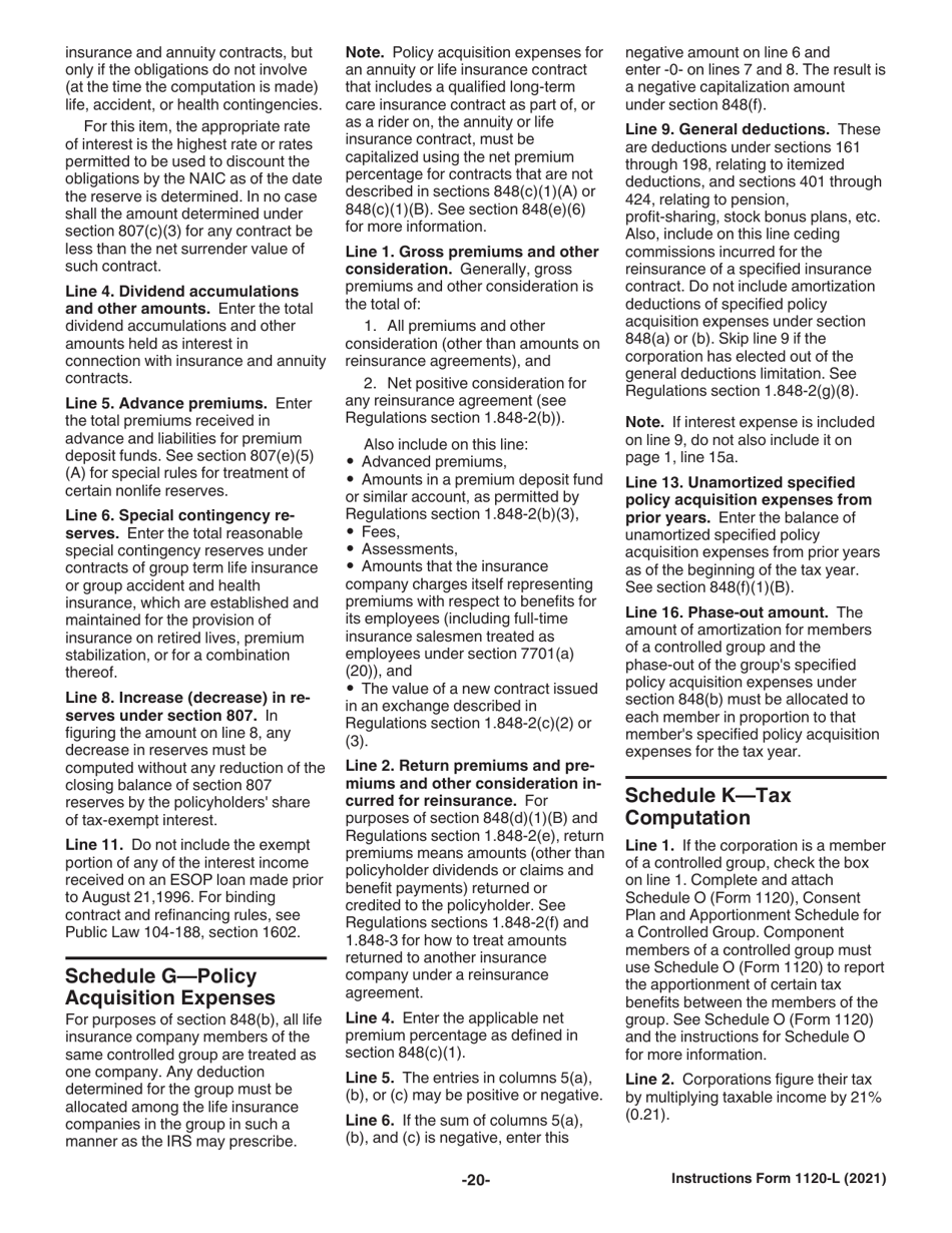 Instructions for IRS Form 1120-L U.S. Life Insurance Company Income Tax Return, Page 20