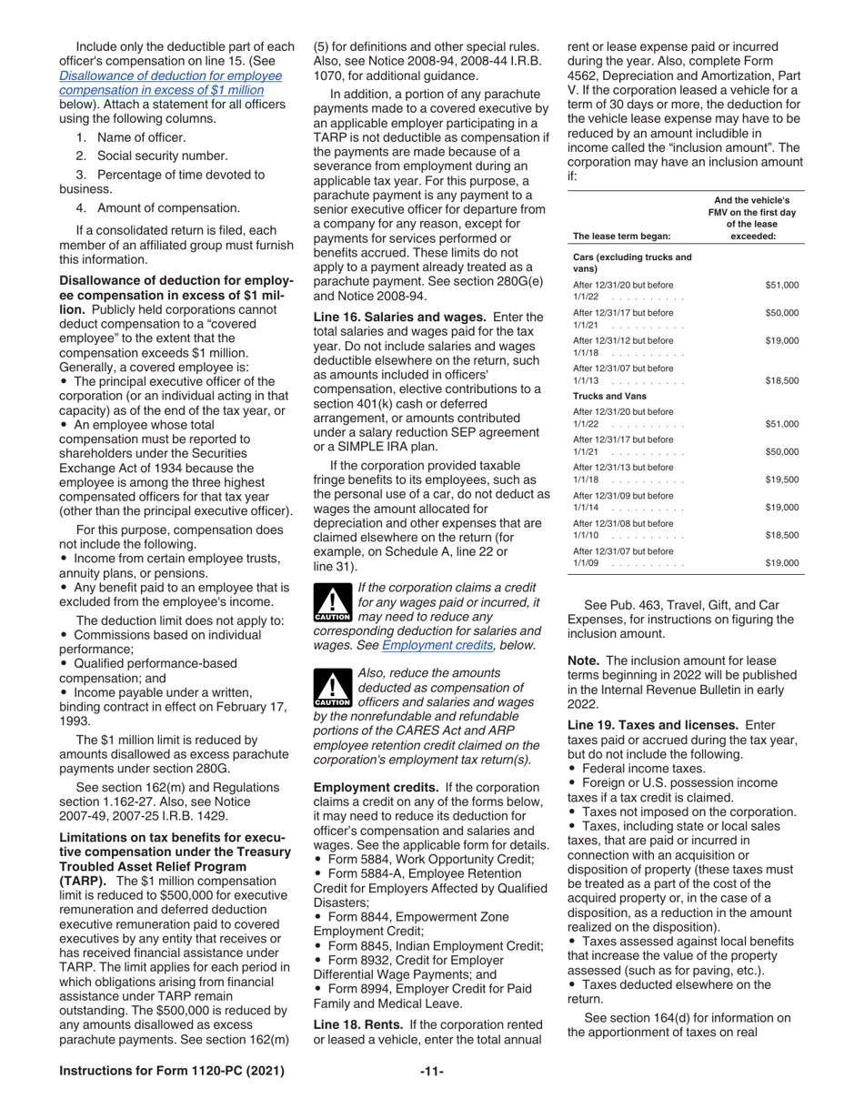 Instructions for IRS Form 1120-PC U.S. Property and Casualty Insurance Company Income Tax Return, Page 11
