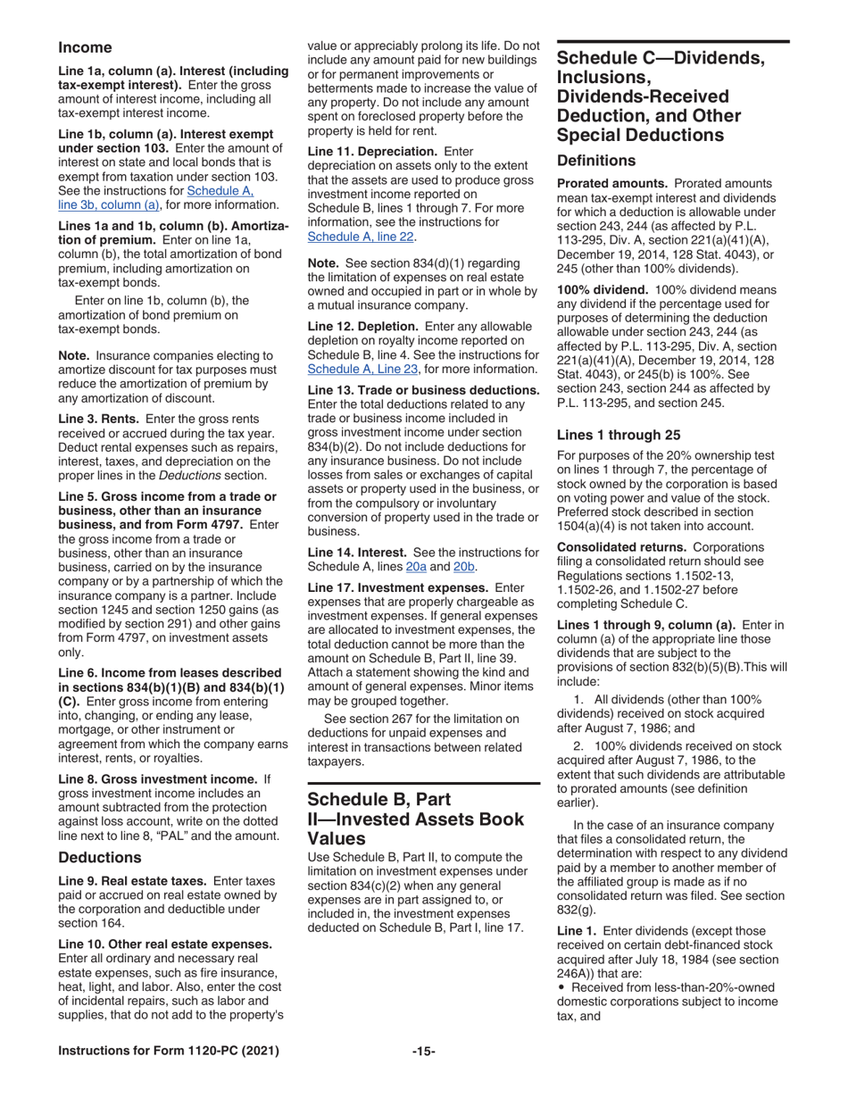 Instructions for IRS Form 1120-PC U.S. Property and Casualty Insurance Company Income Tax Return, Page 15