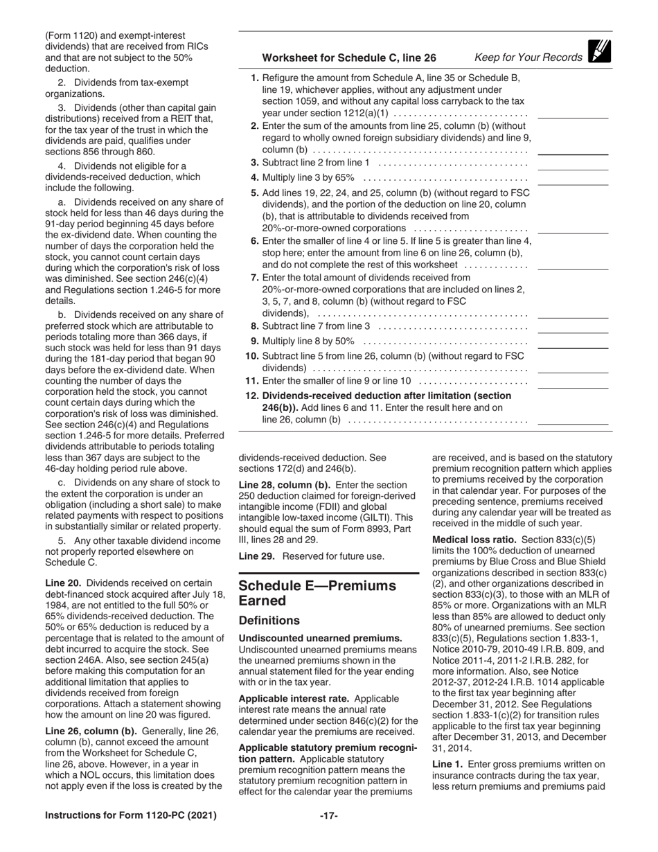 Instructions for IRS Form 1120-PC U.S. Property and Casualty Insurance Company Income Tax Return, Page 17