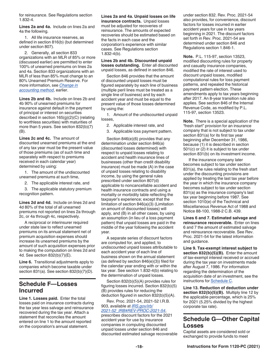 Instructions for IRS Form 1120-PC U.S. Property and Casualty Insurance Company Income Tax Return, Page 18