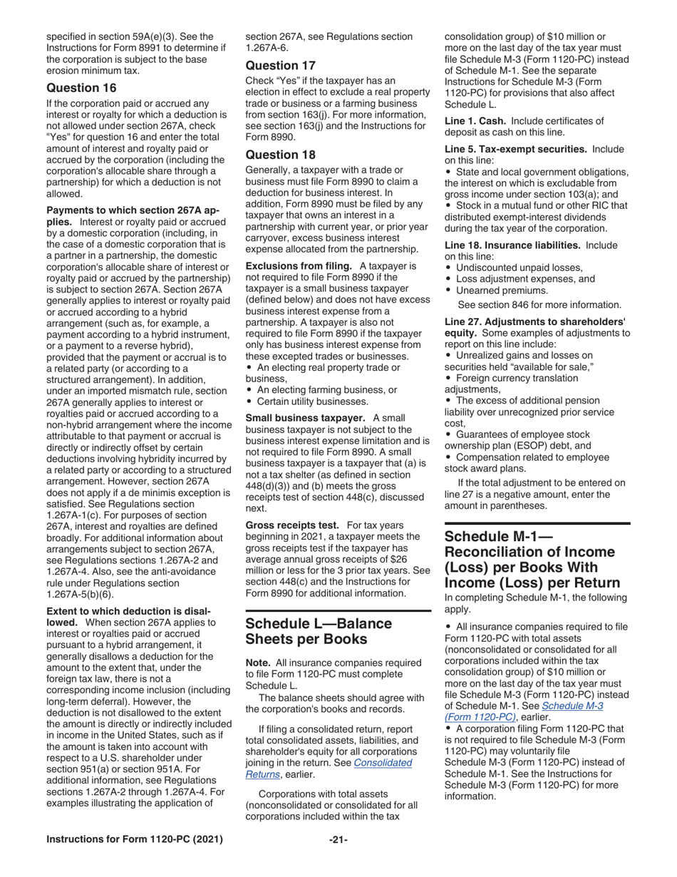 Instructions for IRS Form 1120-PC U.S. Property and Casualty Insurance Company Income Tax Return, Page 21