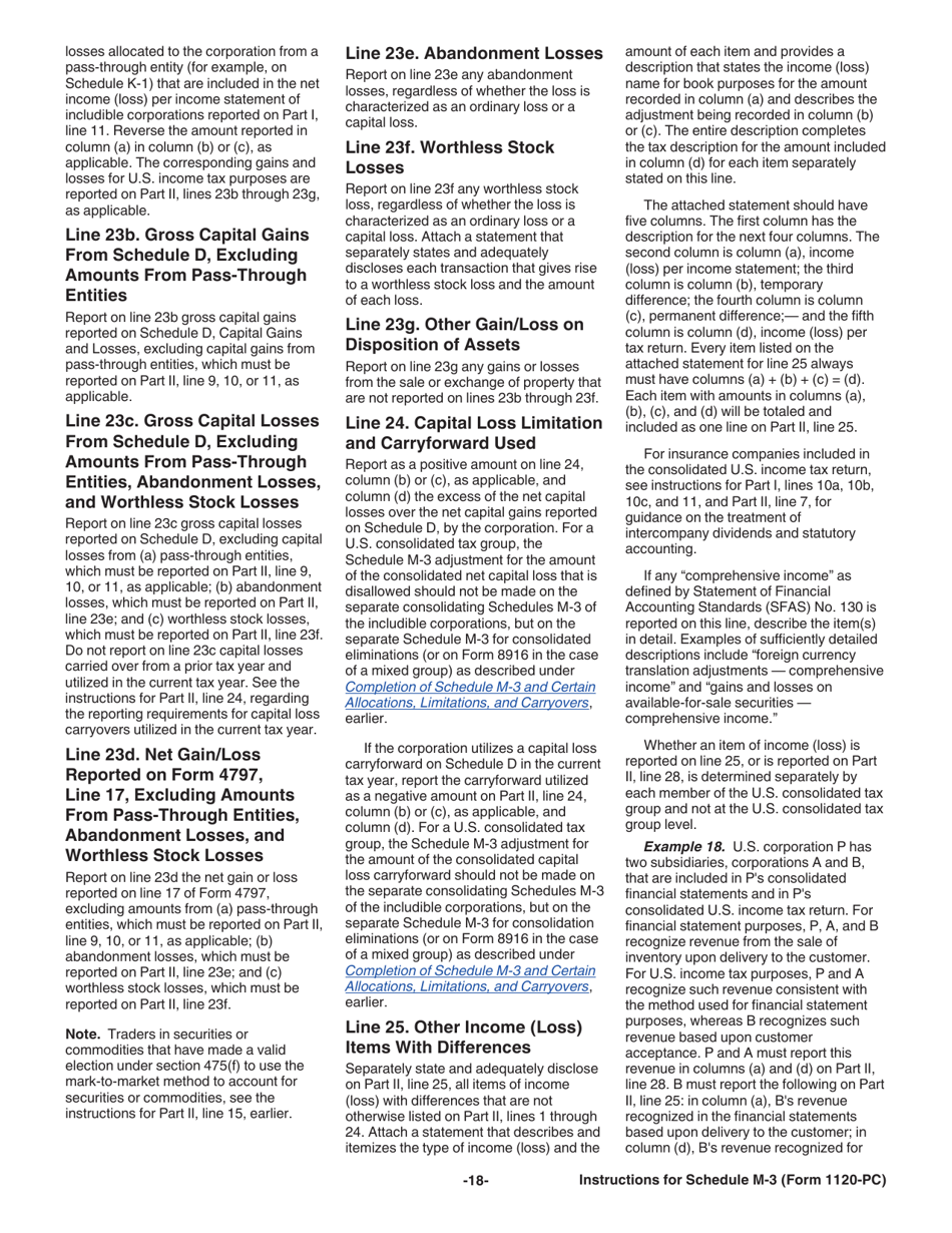 Instructions for IRS Form 1120-PC Schedule M-3 Net Income (Loss) Reconciliation for U.S. Property and Casualty Insurance Companies With Total Assets of $10 Million or More, Page 18