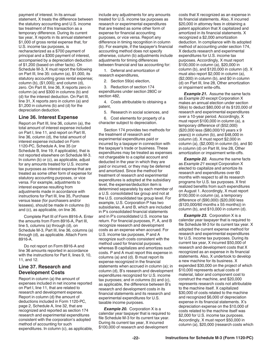 Instructions for IRS Form 1120-PC Schedule M-3 Net Income (Loss) Reconciliation for U.S. Property and Casualty Insurance Companies With Total Assets of $10 Million or More, Page 22