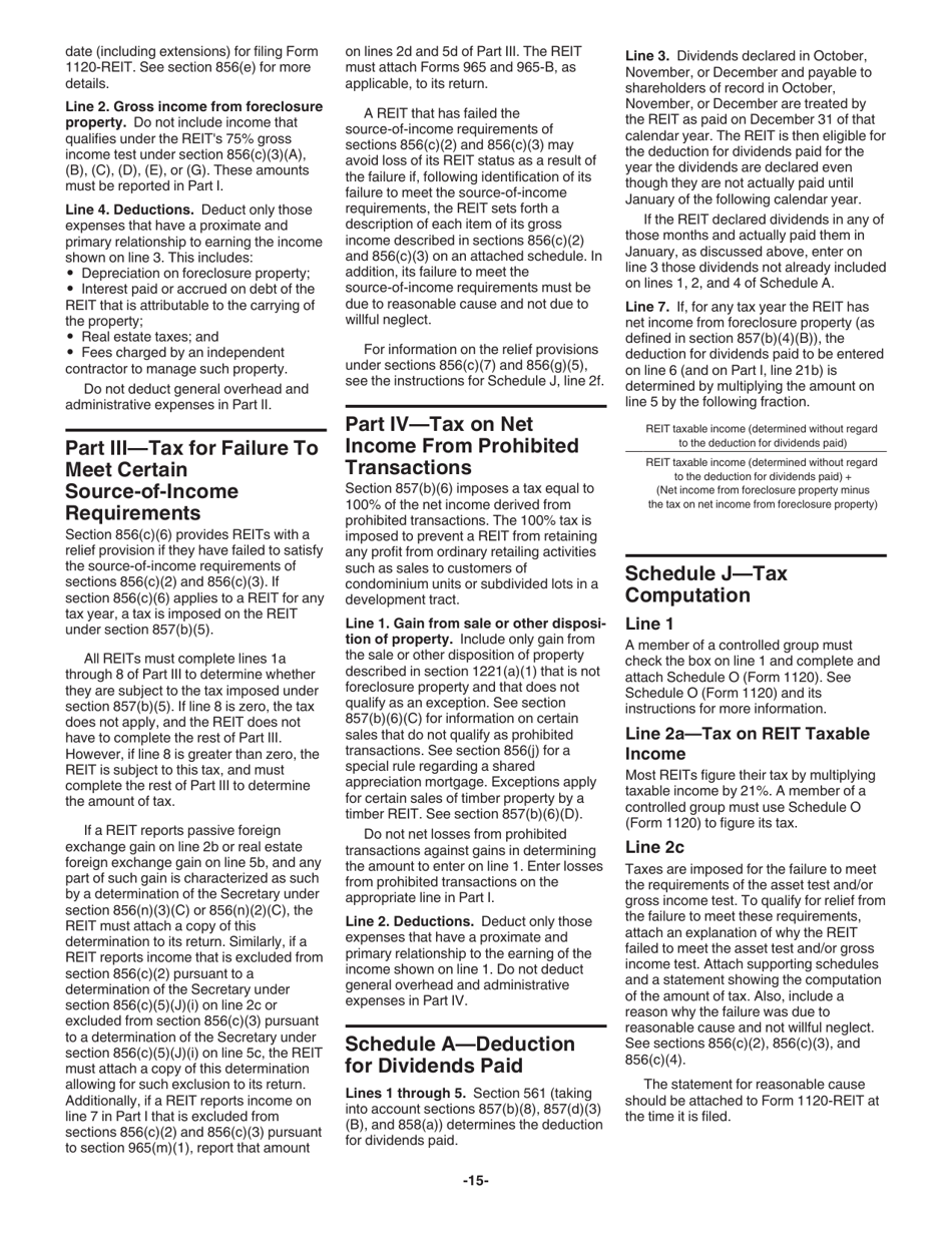Instructions for IRS Form 1120-REIT U.S. Income Tax Return for Real Estate Investment Trusts, Page 15