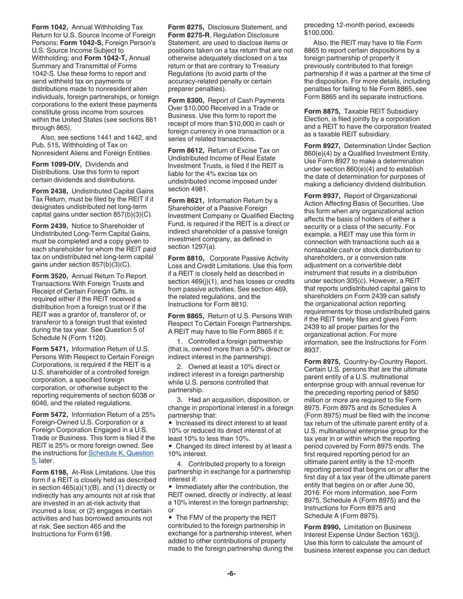 Instructions for IRS Form 1120-REIT U.S. Income Tax Return for Real Estate Investment Trusts, Page 6