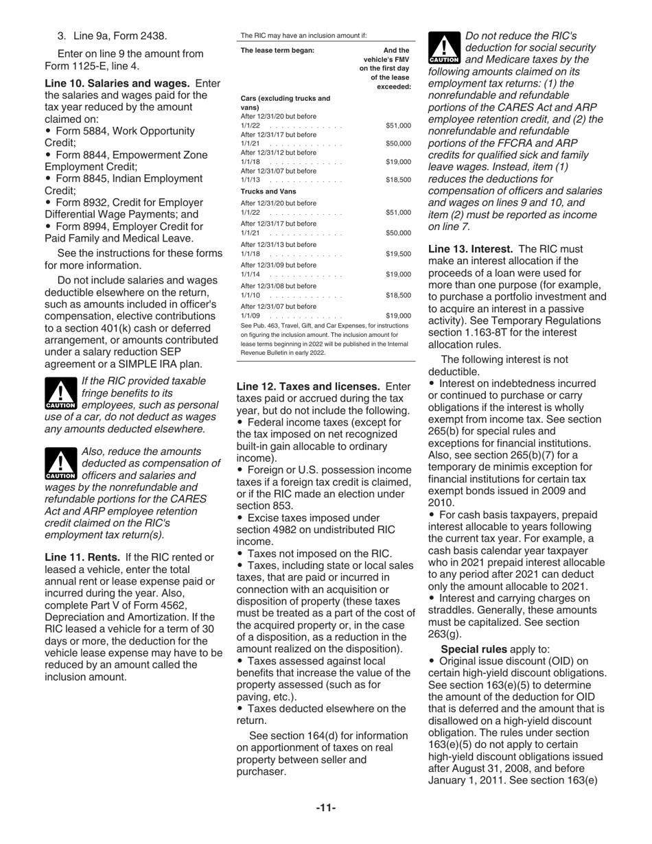 Instructions for IRS Form 1120-RIC U.S. Income Tax Return for Regulated Investment Companies, Page 11