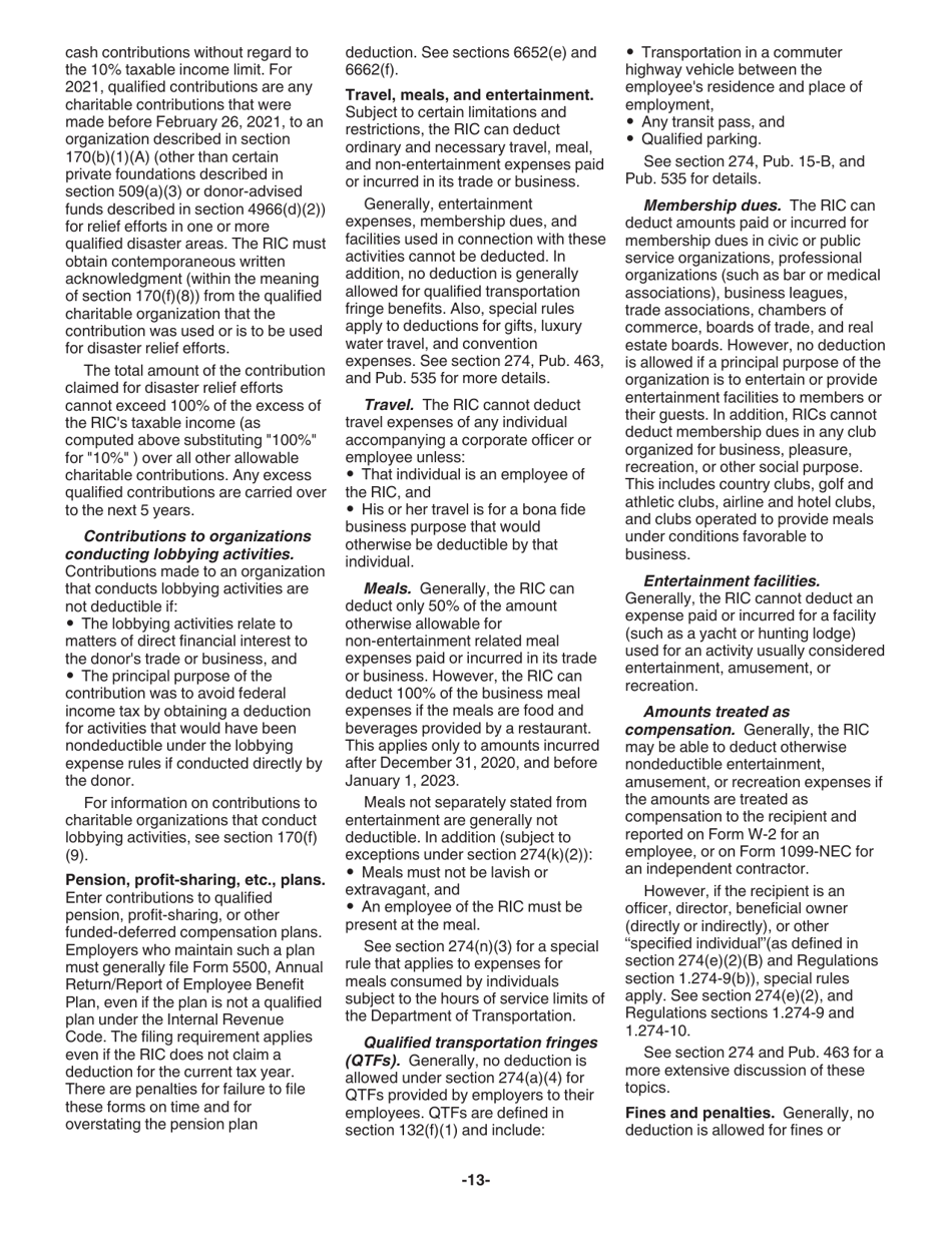 Instructions for IRS Form 1120-RIC U.S. Income Tax Return for Regulated Investment Companies, Page 13