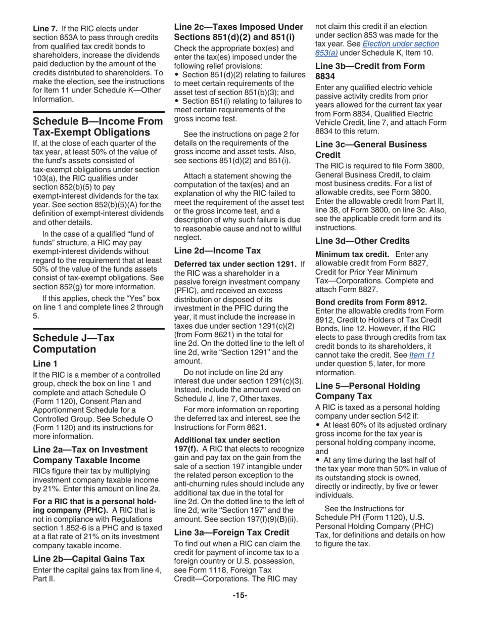 Instructions for IRS Form 1120-RIC U.S. Income Tax Return for Regulated Investment Companies, Page 15
