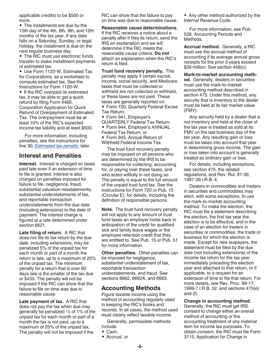 Instructions for IRS Form 1120-RIC U.S. Income Tax Return for Regulated Investment Companies, Page 5