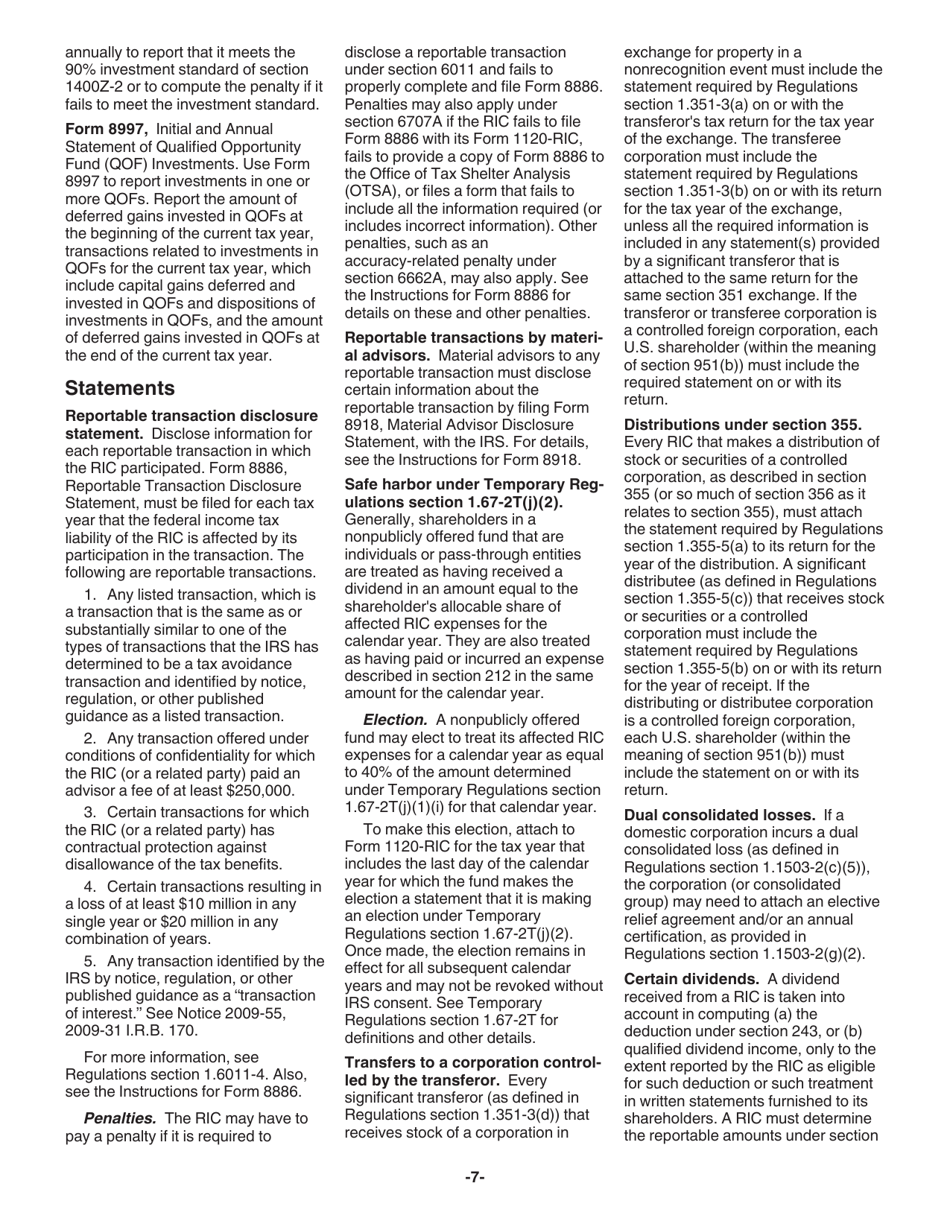 Instructions for IRS Form 1120-RIC U.S. Income Tax Return for Regulated Investment Companies, Page 7