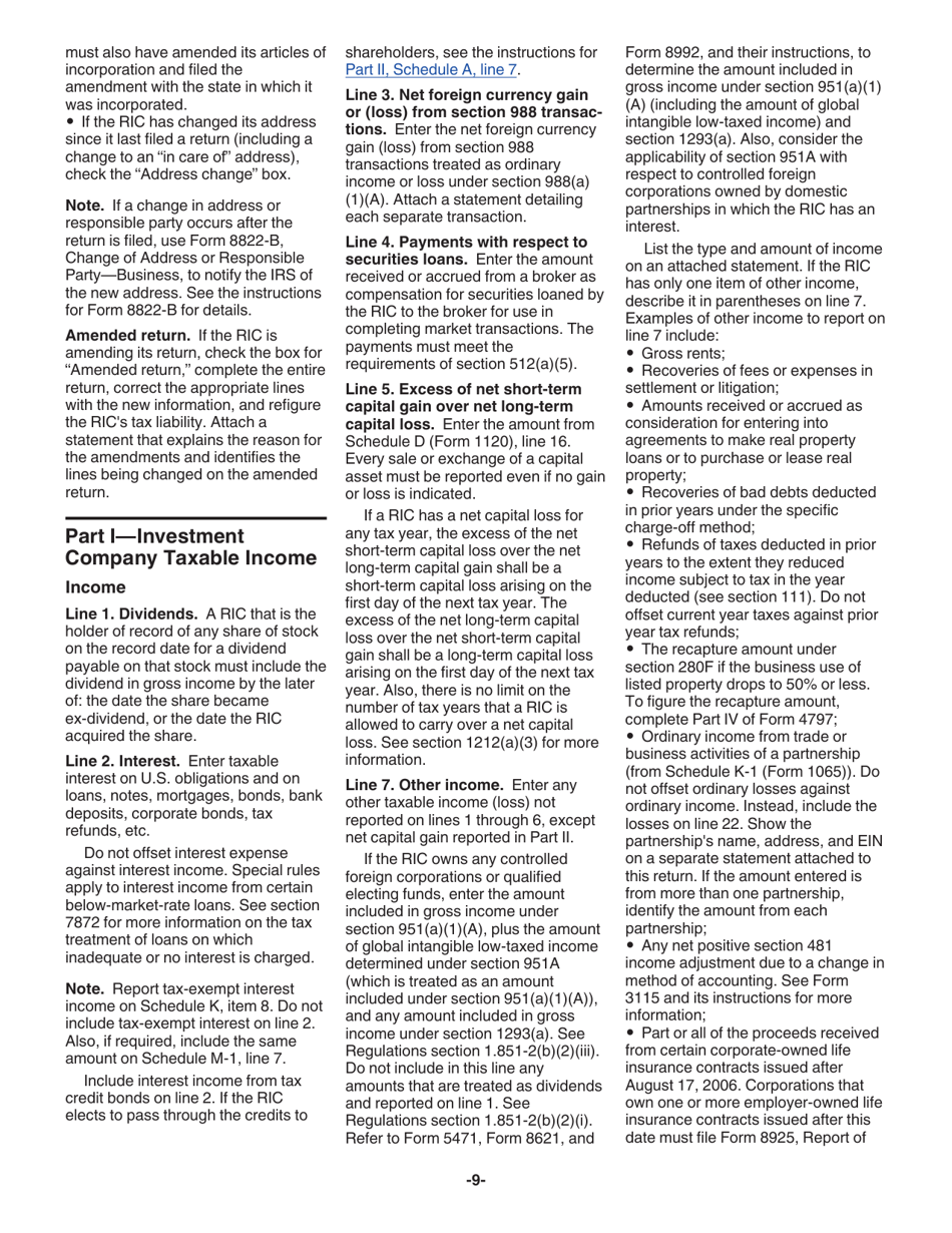 Instructions for IRS Form 1120-RIC U.S. Income Tax Return for Regulated Investment Companies, Page 9