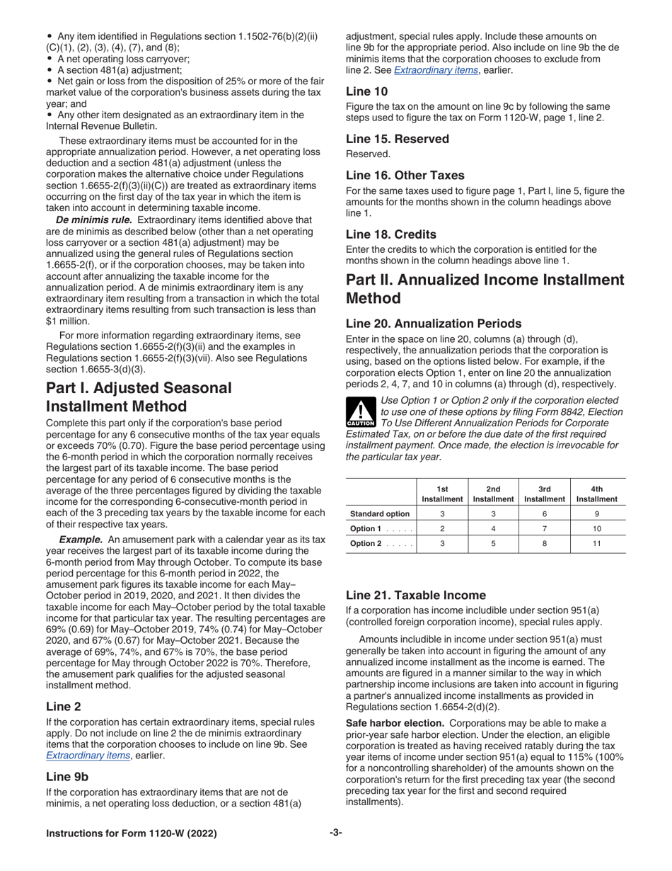 Instructions for IRS Form 1120-W Estimated Tax for Corporations, Page 3