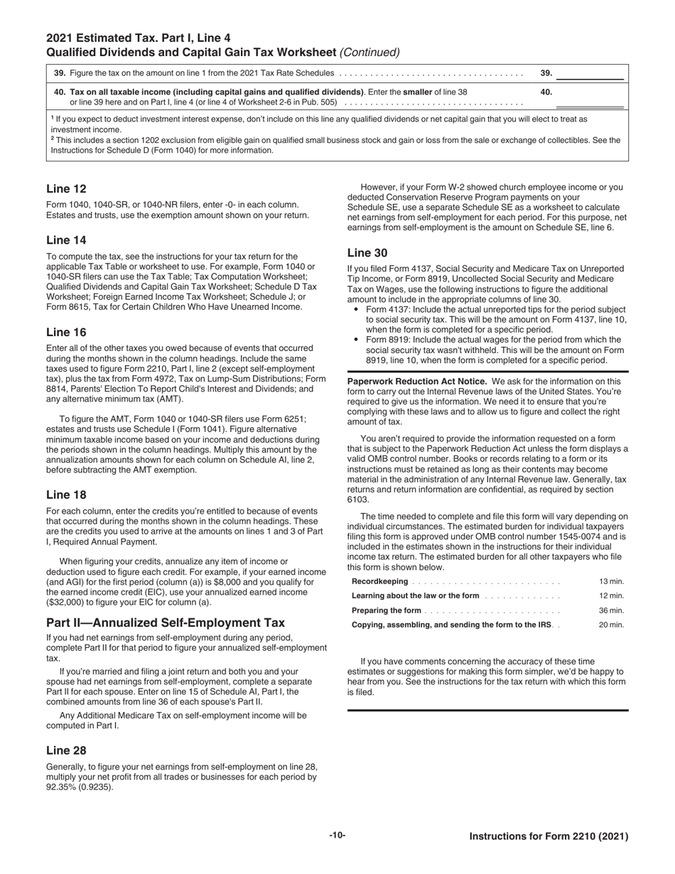 Instructions for IRS Form 2210 Underpayment of Estimated Tax by Individuals, Estates, and Trusts, Page 10