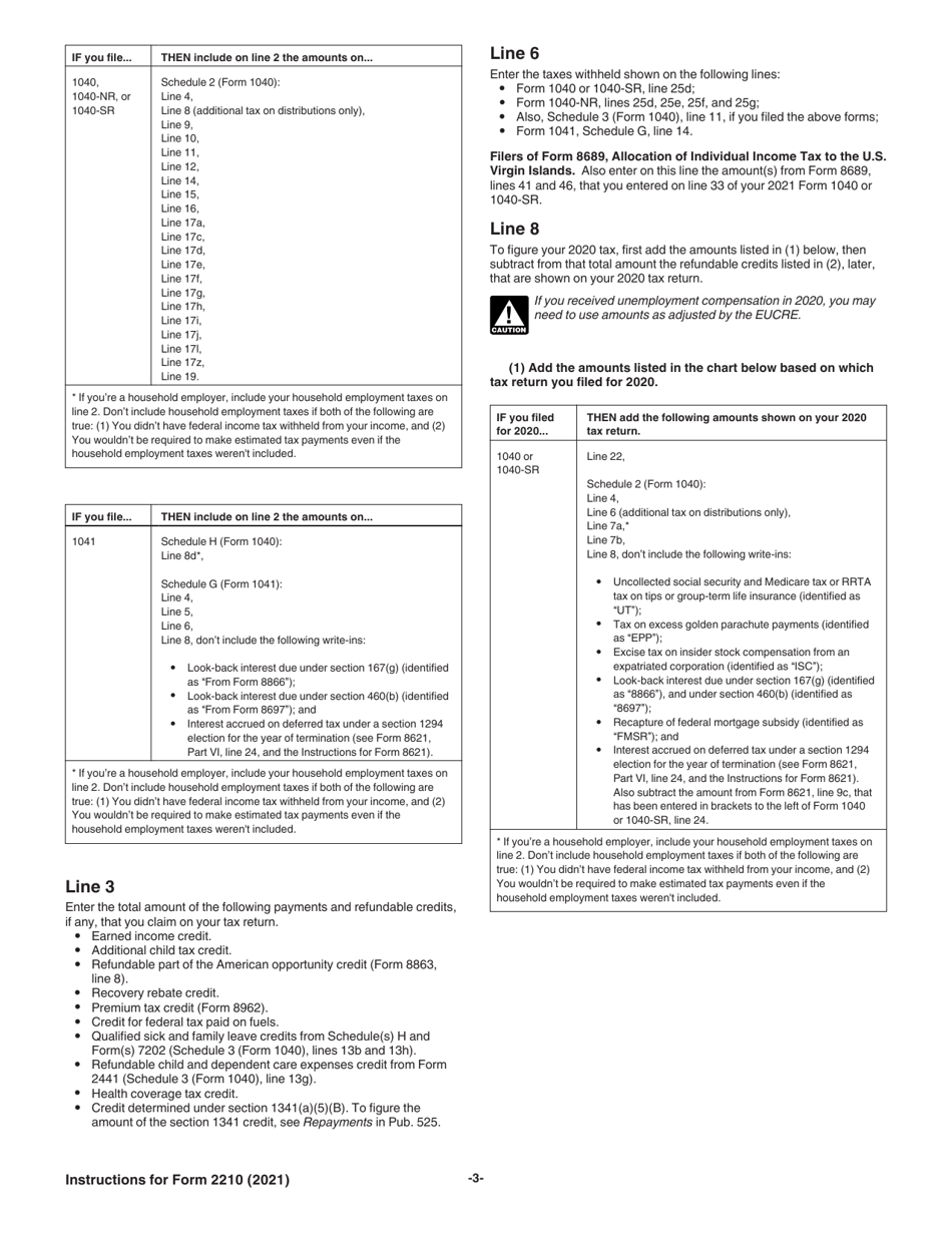 Instructions for IRS Form 2210 Underpayment of Estimated Tax by Individuals, Estates, and Trusts, Page 3