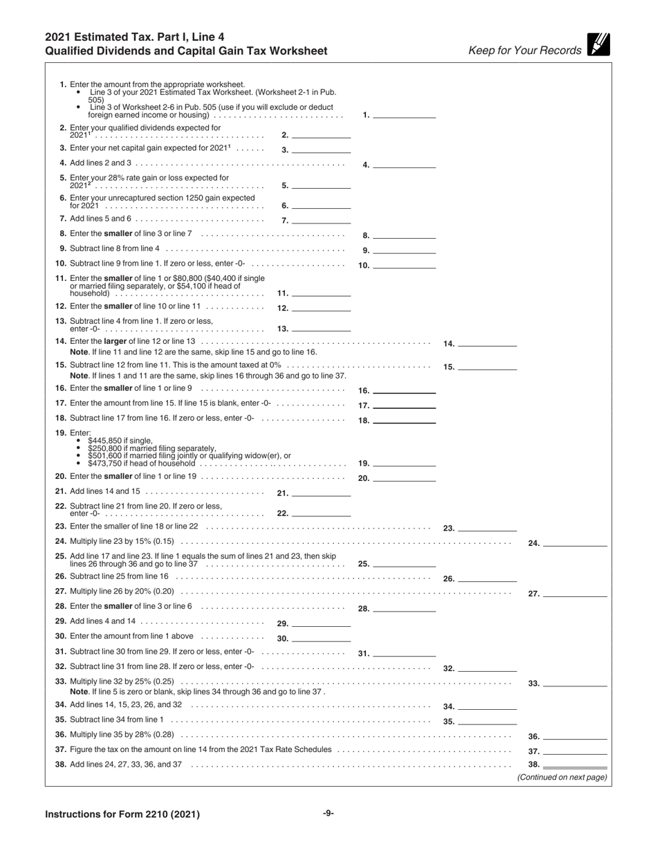 Instructions for IRS Form 2210 Underpayment of Estimated Tax by Individuals, Estates, and Trusts, Page 9