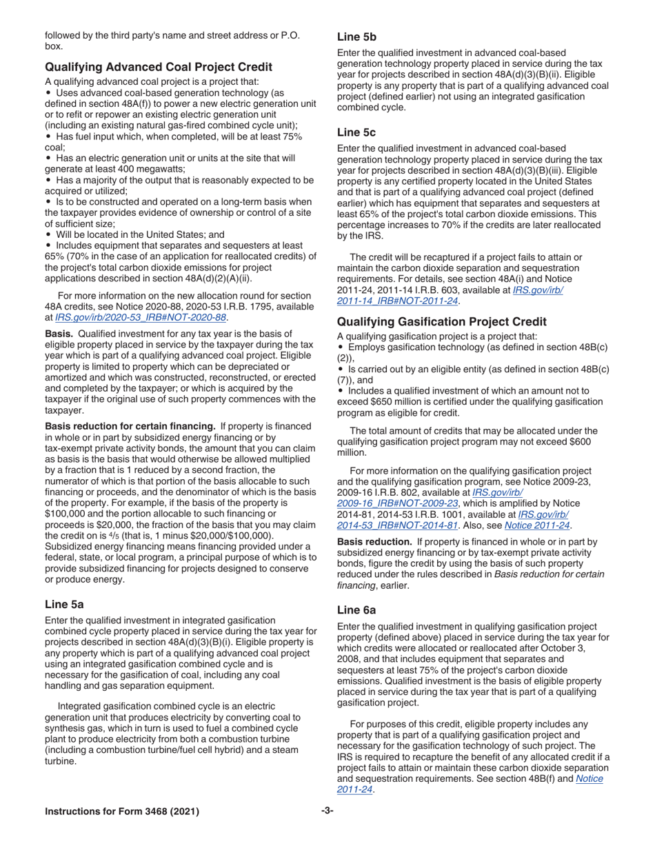Instructions for IRS Form 3468 Investment Credit, Page 3