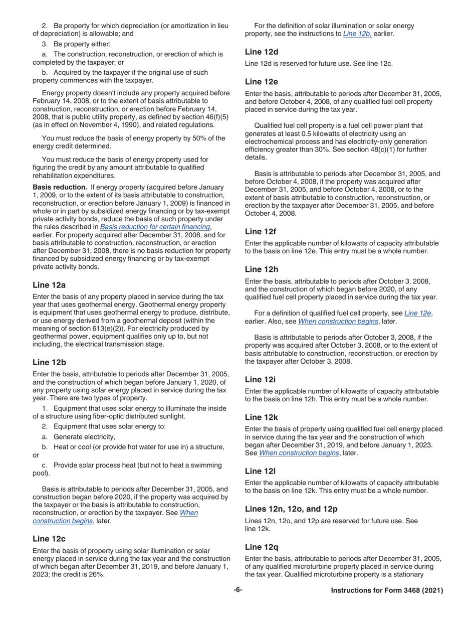 Instructions for IRS Form 3468 Investment Credit, Page 6