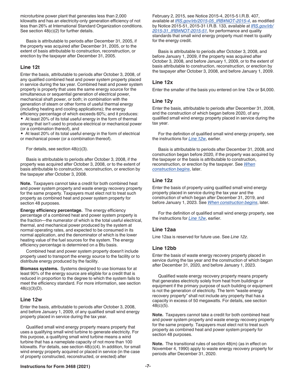 Instructions for IRS Form 3468 Investment Credit, Page 7