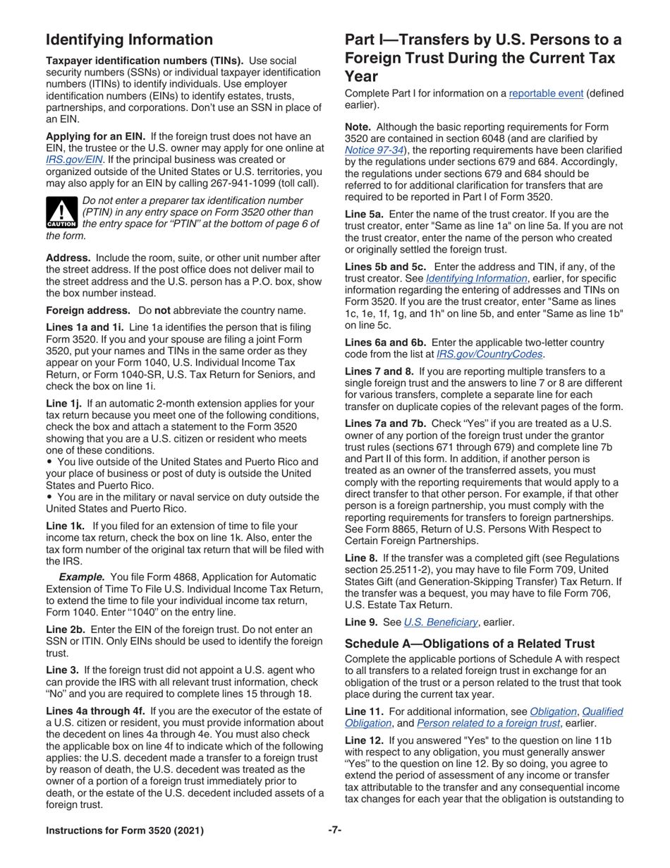 Instructions for IRS Form 3520 Annual Return to Report Transactions With Foreign Trusts and Receipt of Certain Foreign Gifts, Page 7
