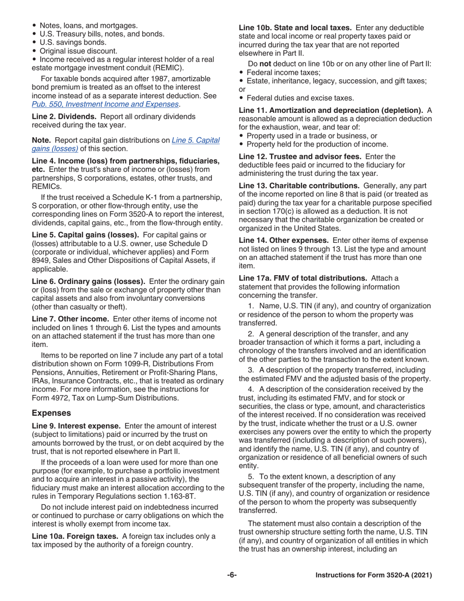 Instructions for IRS Form 3520-A Annual Information Return of Foreign Trust With a U.S. Owner, Page 6