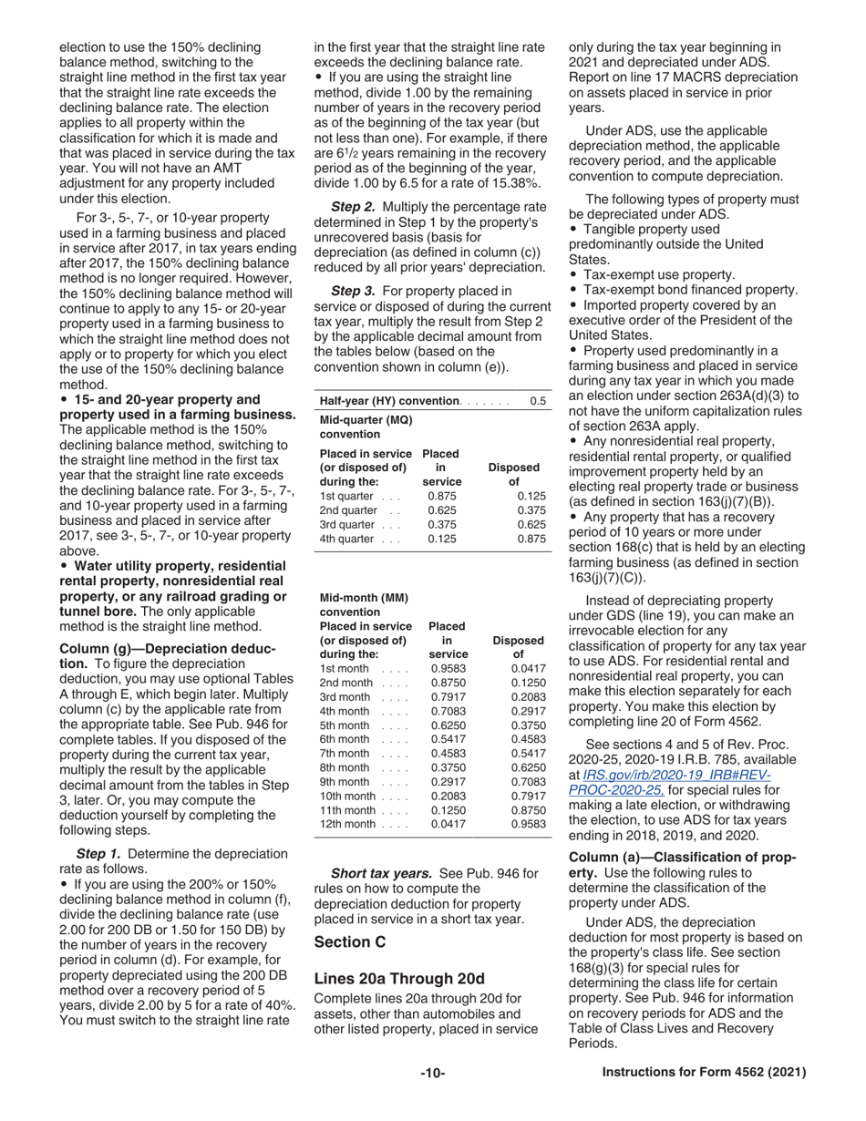 Instructions for IRS Form 4562 Depreciation and Amortization (Including Information on Listed Property), Page 10