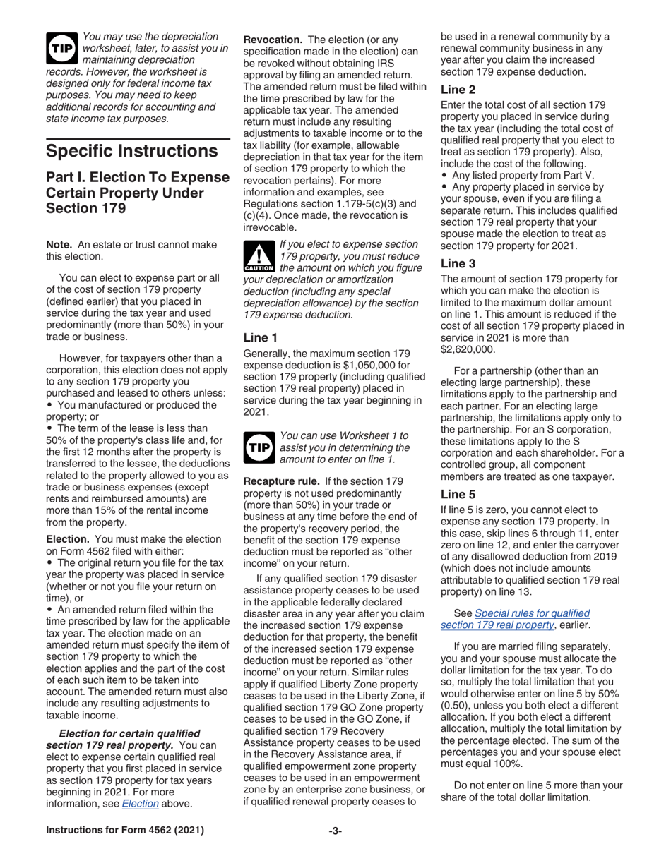 Instructions for IRS Form 4562 Depreciation and Amortization (Including Information on Listed Property), Page 3