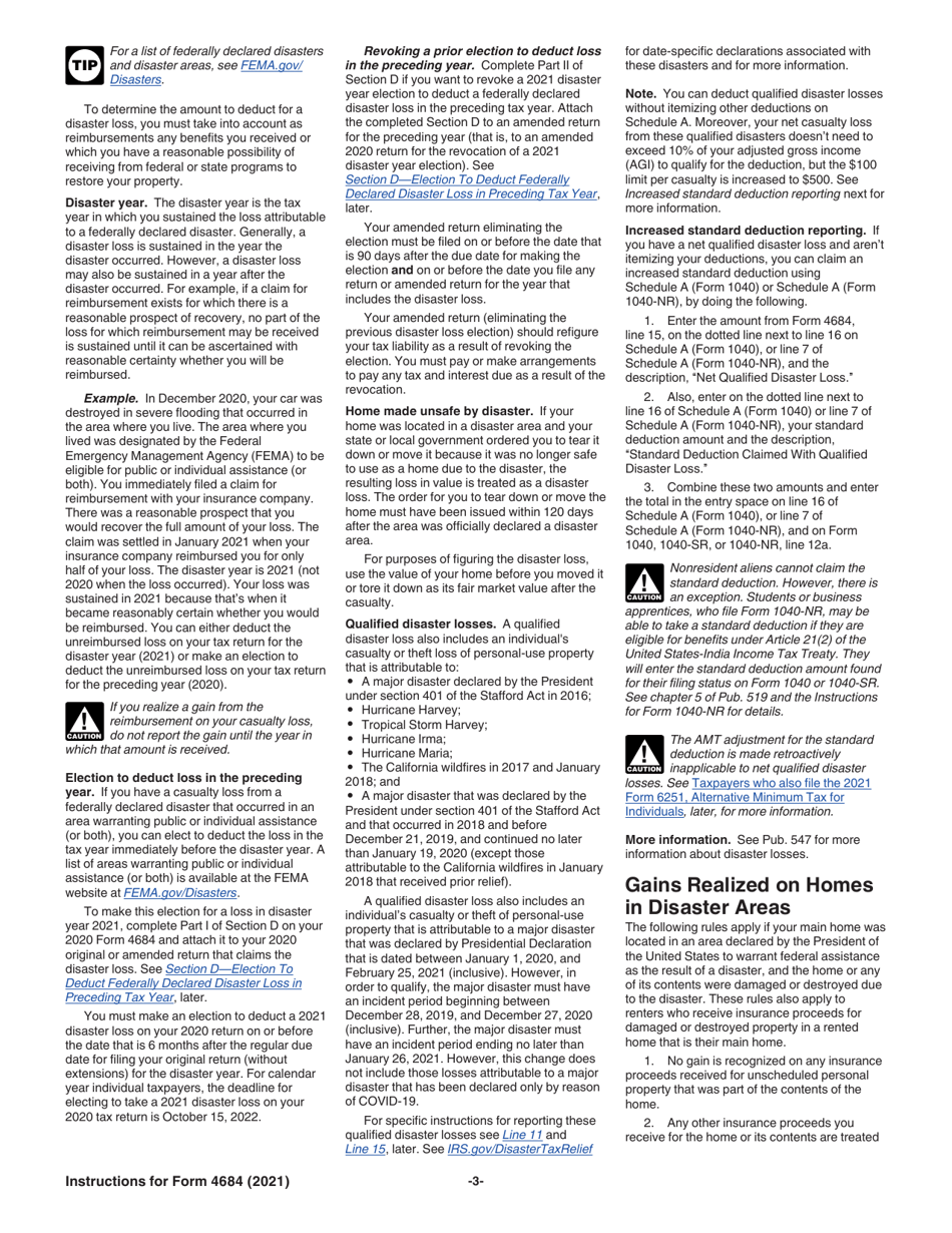 Instructions for IRS Form 4684 Casualties and Thefts, Page 3